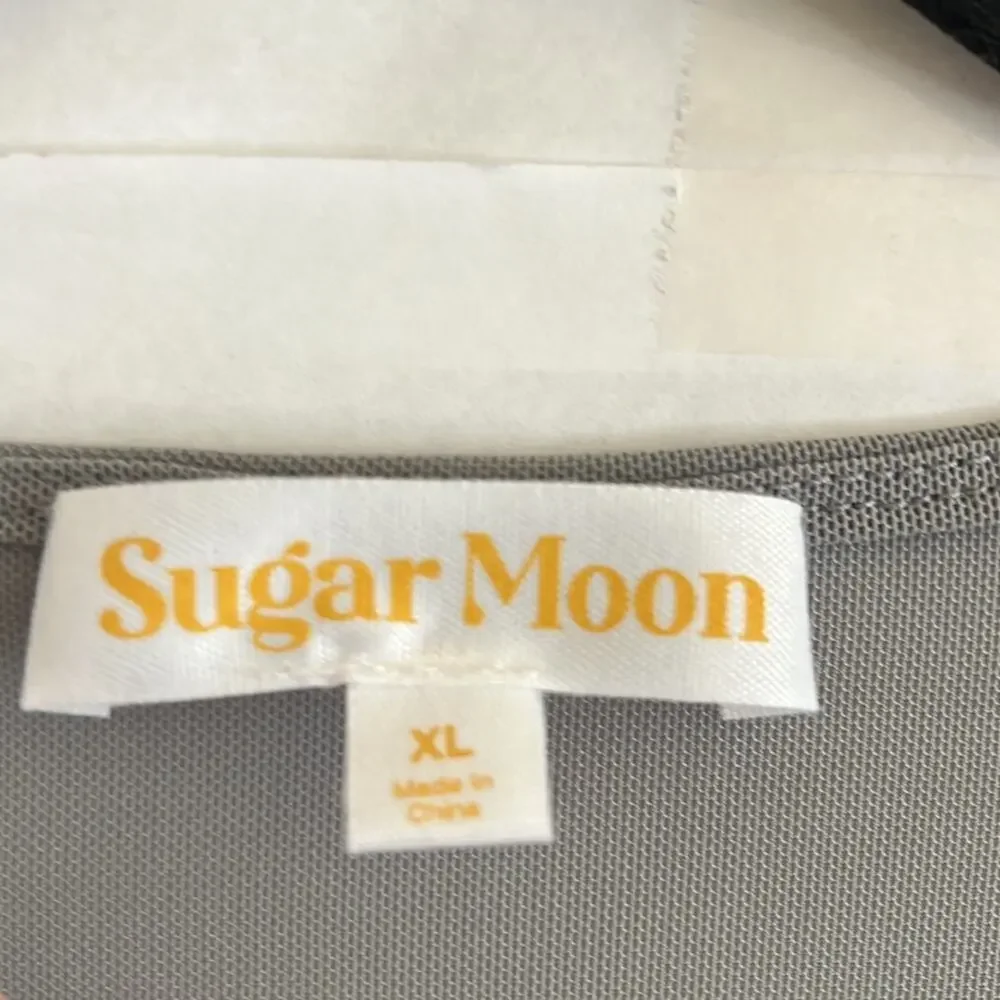 Sugar Moon Gray Mesh Bow Top XL Long Sleeve Ruffle Edge Coquette Y2K Crop - Picture 8 of 11